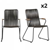 Lot de 2 chaises de jardin design avec assise en cordes