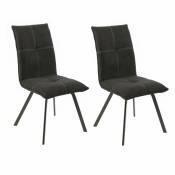 Lot de 2 chaises en tissu gris anthracite avec piètement métal - ARIA