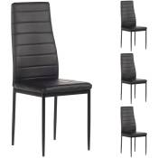Lot de 4 chaises de salle à manger nathalie piètement métallique laqué noir revêtement synthétique noir - Noir/Noir