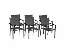 Lot de 6 chaises en aluminium anthracite - textilène