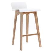 Miliboo - Chaise de bar scandinave bois et blanc H65
