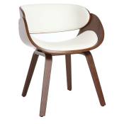 Miliboo - Chaise design blanc et bois foncé noyer bent - Noyer / blanc