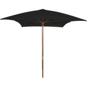 Parasol d'extérieur avec mât en bois Noir 200x300 cm