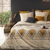 Parure de lit motifs africains - Ocre - 240 x 220 cm
