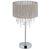 Relaxdays - Lampe de table cristal, Abat-jour en organza, pied rond, veilleuse, HxD, gris/argenté 43 x 24 gris/argent