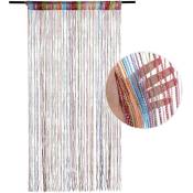 Rideau de porte à pompons multicolores – 100 x 200 cm, séparateur de pièce, parfait comme moustiquaire pour la maison, la terrasse, la chambre à