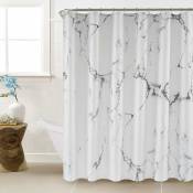 Sunxury - Rideau de douche en marbre gris et blanc pour salle de bain décorative, illets imperméables et antirouille (182,9 x 182,9 cm, marbre gris)