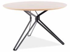 Table à manger ronde avec plateau en bois et pieds en métal - 4 couverts - d 120 x h 76 cm