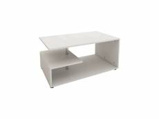 Table basse avec étagères sur 3 niveaux et barre décorative en métal 91x41x52,6 cm blanc en panneau de particules ml-design 490001159