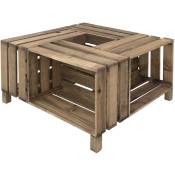 Table basse Boxes vieillie - brown