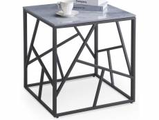 Table basse carrée avec plateau aspect marbre gris