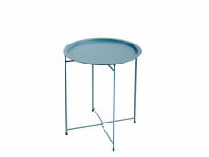 Table basse ronde en acier bleu clair 46cm