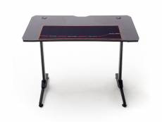 Table de bureau gamer, table de jeu en bois imitation carbone coloris noir , pieds en métal - longueur 110 x hauteur 75 x profondeur 60 cm
