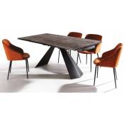Table extensible 180/280 cm céramique marron marbre