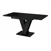 Table Goodyear 104, Noir brillant, 76x80x120cm, Allongement, Stratifié - Noir brillant