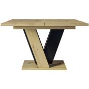 Table Goodyear 125, Chêne Artisan + Noir, 75x90x120cm, Allongement, Stratifié - Chêne Artisan + Noir