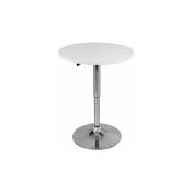 Table haute en mdf et acier chromé réglable en hauteur blanc - Blanc