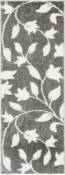 Tapis shaggy motif fleur gris - 80x150 cm