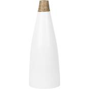Vase Décoratif Blanc et Doré en Terre Cuite 53 cm Forme Conique Style Moderne Emona - Doré