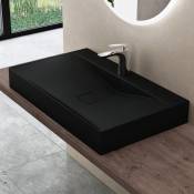 Vasque à Poser Lavabo Suspendu Colossum810 Fonte Minérale Solid Surface Noir Mat 100x48x10cm - Noir mat - Sogood