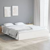 Vidaxl - Cadre de lit blanc bois massif 135x190 cm double