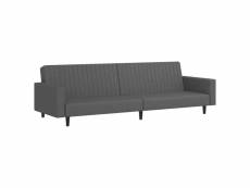 Vidaxl canapé-lit à 2 places gris foncé velours