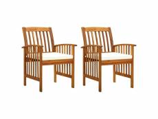 Vidaxl chaises à dîner de jardin 2pcs et coussins bois d'acacia massif