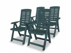 Vidaxl chaises inclinables de jardin 4 pcs plastique vert 275069