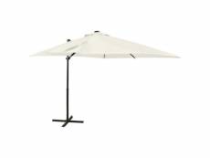 Vidaxl parasol déporté avec mât et lumières led sable 250 cm