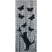 Wenko - Rideau bambou, rideau de porte, chat et papillon, rideau mouche, Bambou, 90x200 cm, Multicolore - Multicolore