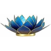 Zen Et Ethnique - Porte Bougie Fleur de Lotus Bleu violet bord or