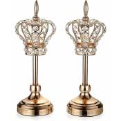 2pcs Chandelier en métal bougeoir Couronne Support de Bougie décoration pour Maison,Mariage (doré)