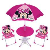 Arditex - Set de jardin Minnie Fuchsia avec une table, 2 chaises et un parasol