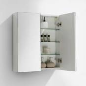Armoire de toilette bloc-miroir siena largeur 60 cm blanc laqué - Blanc
