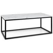 Besoa - Volos T100 Table basse intérieur & extérieur 100x40x50 cm plateau marbre - Noir / Blanc