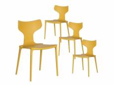 Blist - lot de 4 chaises empilables pp jaune dossier en t