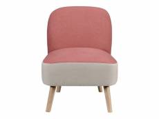 Bubble - fauteuil tissu bicolore rose et beige et pieds