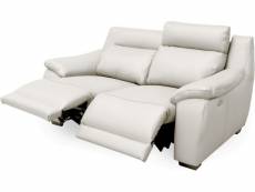 Canapé 2 places avec 2 relax en 100% tout cuir épais luxe italien - 2 relax électriques, blanc cassé. Bern