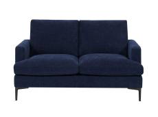 Canapé droit 2 places en tissu bleu - Pieds Métal