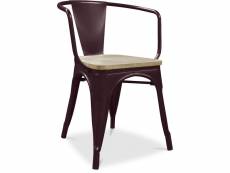 Chaise de salle à manger avec accoudoirs - bois et acier - stylix bronze