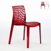 Chaise transparente salle à manger Café empilable nid d'abeille Grand Soleil Gruvyer, Couleur: Rouge transparent