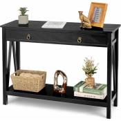 Costawy Table Console 2 Tiroirs Double Plateau, Console
