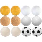 GAMES PLANET Mélange de balles de baby-foot, 6 ou 12 pièces, 6 sortes différentes (liège, PE, PU, ABS), diamètre 35 mm - 12 pièces