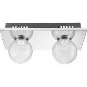 Globo - Plafonnier boule de verre plafonnier chrome lampe de salon, 2x 3W 238Lm blanc chaud, LxPxH 30 x 15 x 12,5 cm