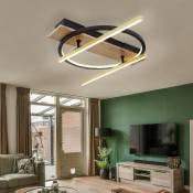 Globo - Plafonnier led aspect bois orientable et orientable 3 modes d'éclairage 2x spots d 40 cm