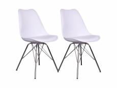 Haga - lot de 2 chaises blanches avec piétement chromé