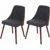 HHG - 2x chaise de salle à manger Osijek, fauteuil, aspect noix, bois cintré ~ tissu, gris