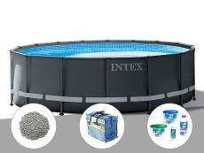 Kit piscine tubulaire Intex Ultra XTR Frame ronde 4,27 x 1,22 m + Bâche à bulles + Kit d'entretien + Kit de traitement au chlore