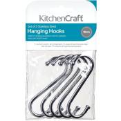 KitchenCraft Crochets de Métal chromé en forme de de S pour suspendre des ustensiles dans la cuisine, Taille Large (10 cm), Paquet de 5 pcs.