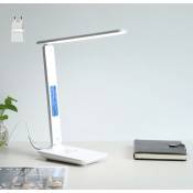 Lampe de bureau de Réglage multi-angle, Affichage de calendrier et de température, Réveil, 3 modes, 3 niveaux de luminosité - Magicfox